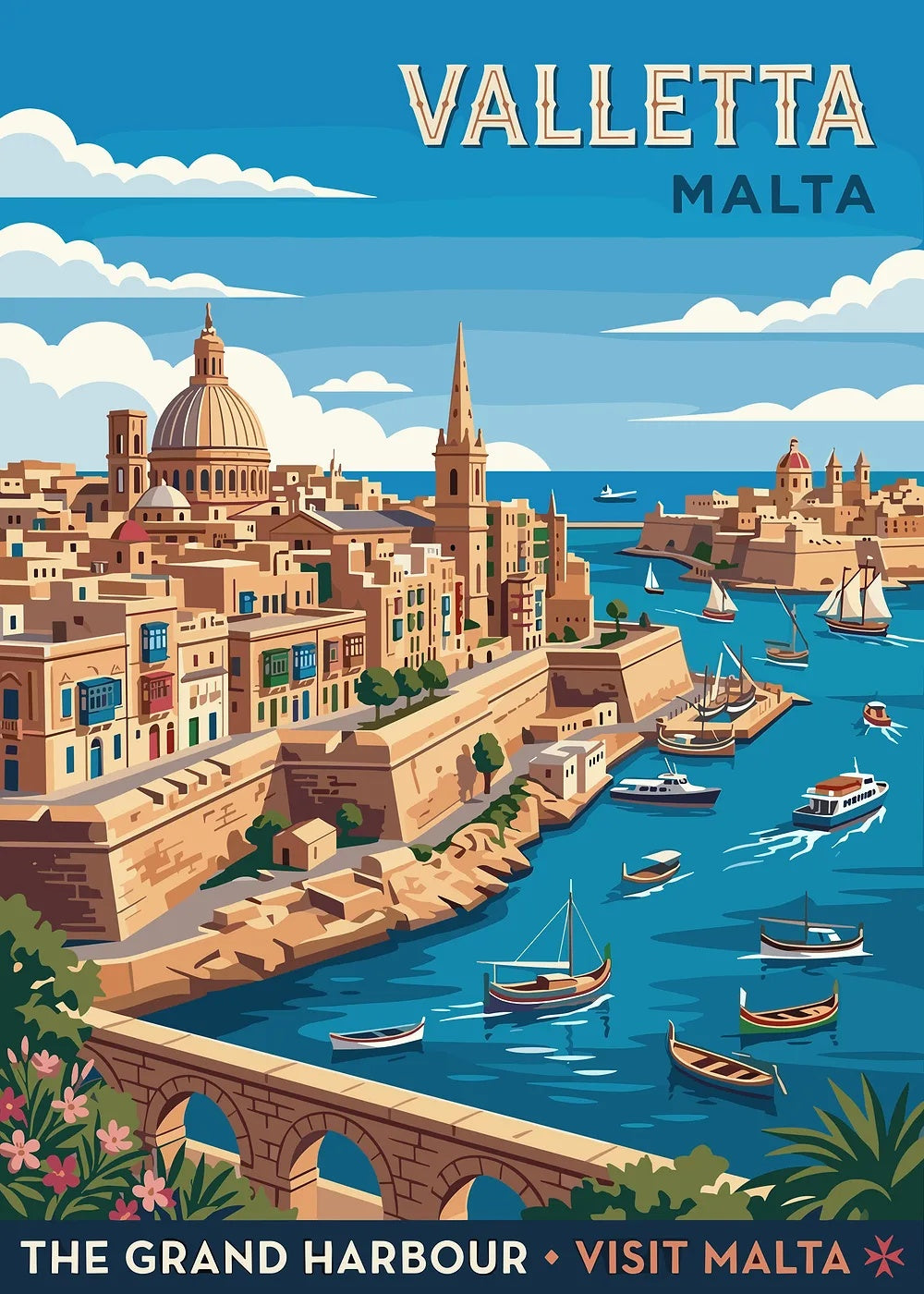 Valletta, Malta metal poster artwork
